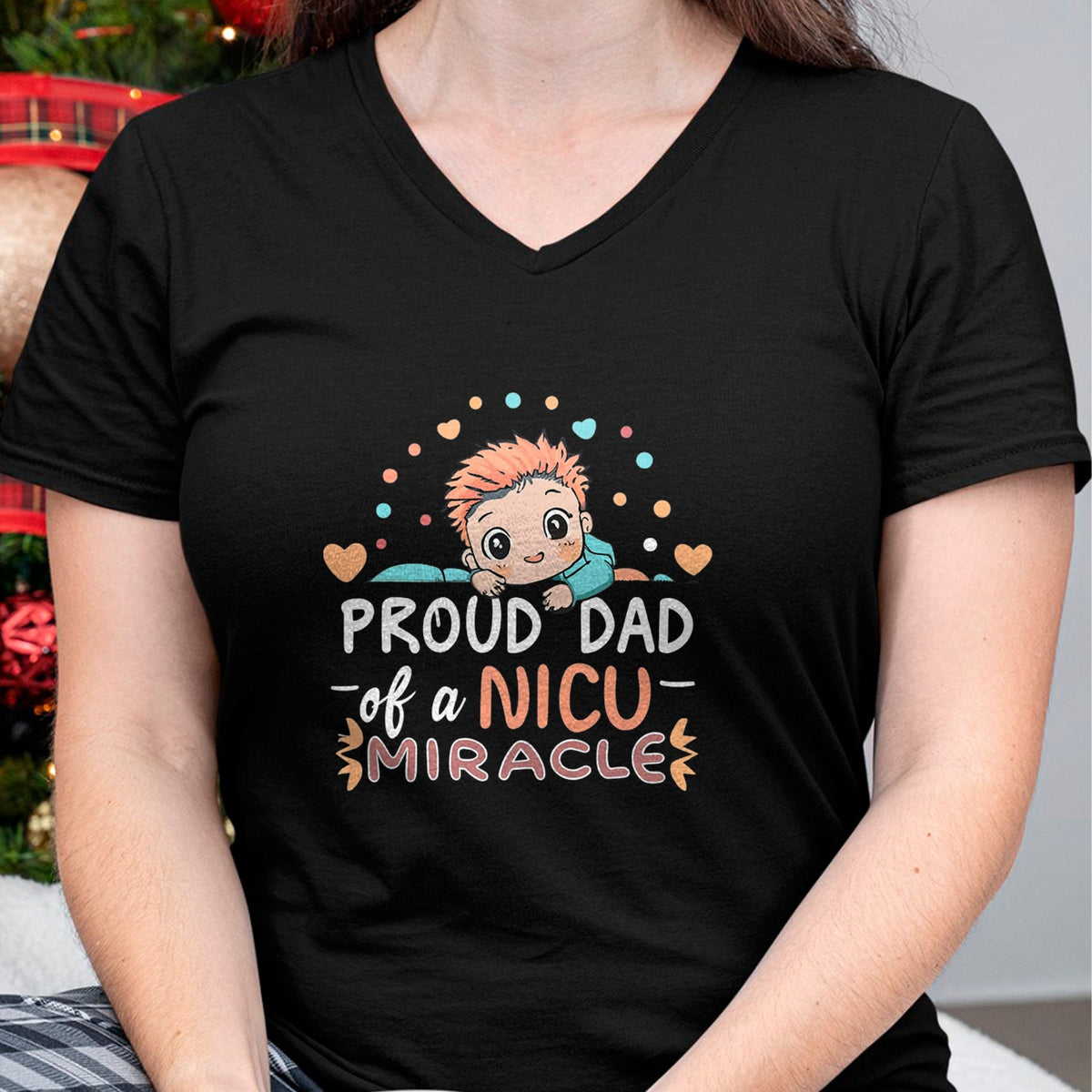 Gift for Dad Shirt, Funny Dad Unisex T-Shirt/Hoodie/Sweatshirt HLT00 – Proud Dad Of A NICU Miracle Cute Baby Fatherhood Daddy Love T-Shirt