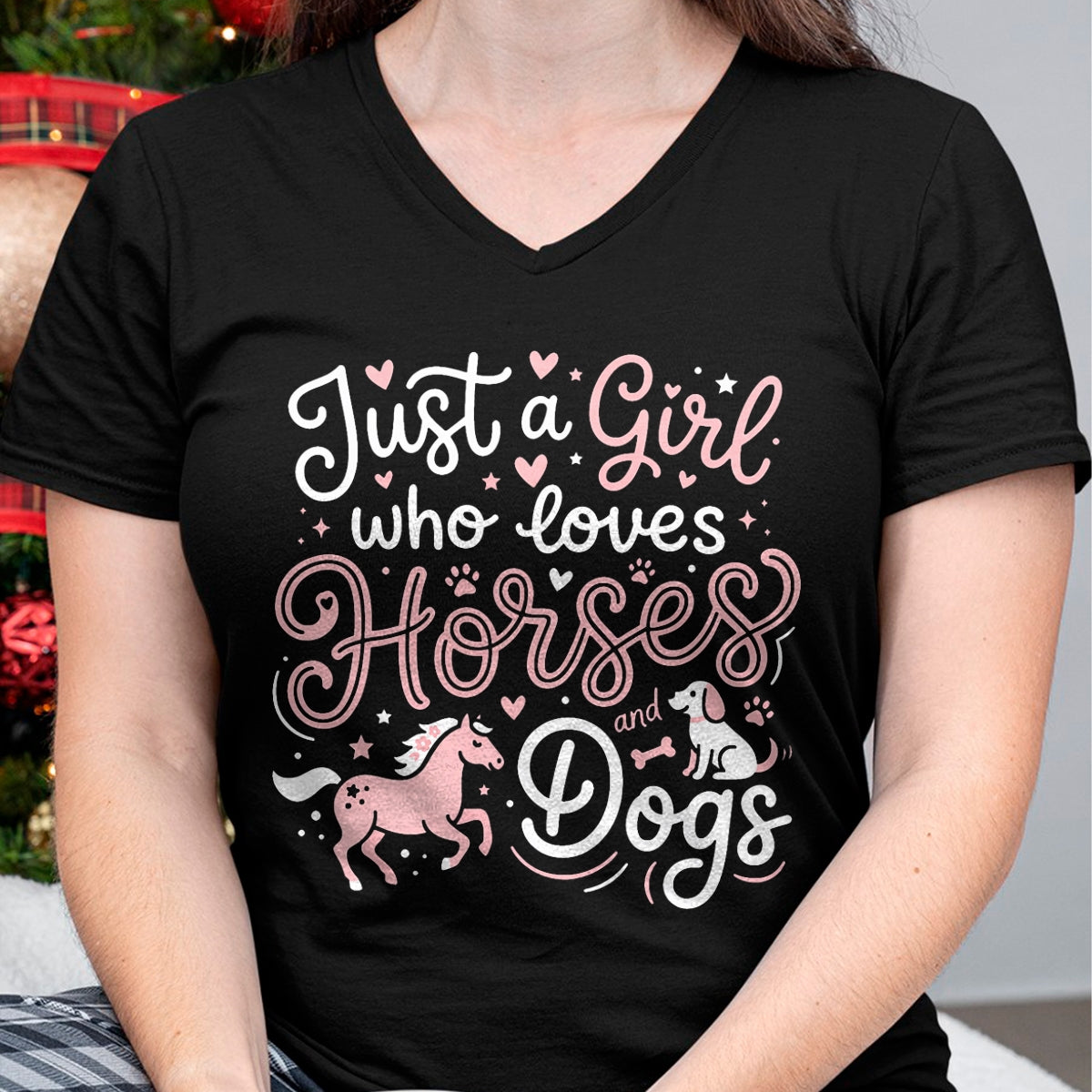 Best Horse Lover Shirt , Funny Horse UnisexT-Shirt/Hoodie/Sweatshirt HLT00 - Just A Girl Who Loves Horses and Dogs T-Shirt