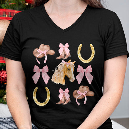 Best Horse Lover Shirt , Funny Horse UnisexT-Shirt/Hoodie/Sweatshirt HLT00 - Western Girl Country Rodeo Pink Cowgirl Horse Coquette Bow T-Shirt