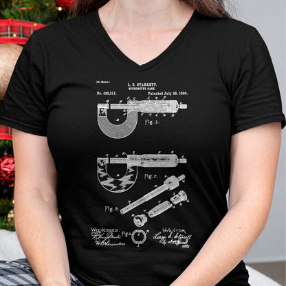 Best Mechanic Life Shirt, Funny Mechanic UnisexT-Shirt/Hoodie/Sweatshirt HLT00 - Mechanical Engineer Art Black Vintage Patent Micrometer Gage T-Shirt - Men's Small