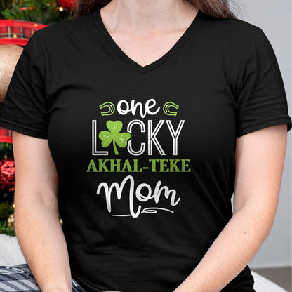 Gift for Mom Shirt, Funny Mom Unisex T-Shirt/Hoodie/Sweatshirt HLT00 - One Lucky Akhal-Teke Horse Mom Irish Horseback Riding T-Shirt