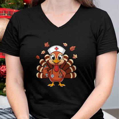 Funny Nurse Shirt, Nurse Unisex T-Shirt/Hoodie/Sweatshirt HLT00 - Thanksgiving Nurse Turkey RN ICU ER NICU Nurse Crew Women T-Shirt