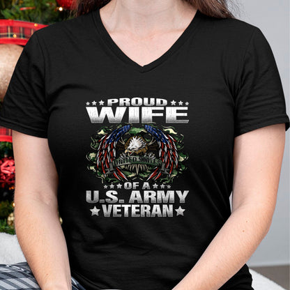Best Wife Shirt, Wife and Husband Unisex T-Shirt/Hoodie/Sweatshirt HLT00 - Gift for wife T shirt, lucky wife   Proud Wife Of A US Army Veteran Military Vet's Spouse T-Shirt