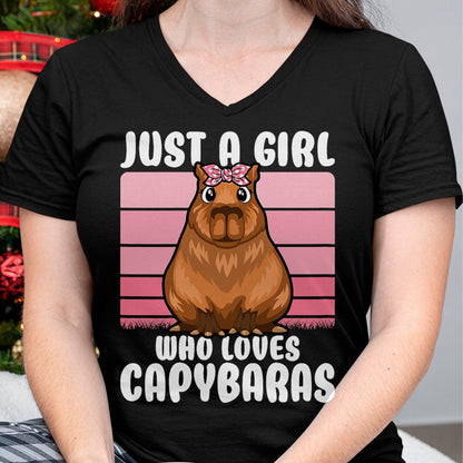 Cute Capybara Shirt, Funny Capybara Unisex T-Shirt/Hoodie/Sweatshirt HLT00 - Just A Girl Who Loves Capybaras Cute Girls Kids T-Shirt