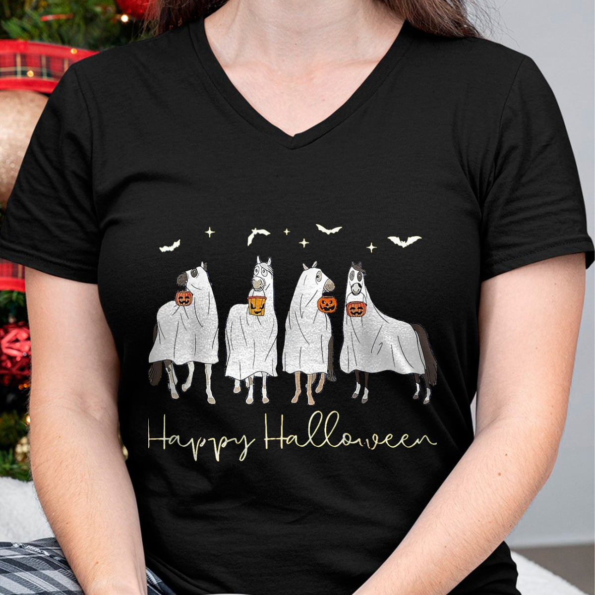 Best Horse Lover Shirt , Funny Horse UnisexT-Shirt/Hoodie/Sweatshirt HLT00 - Happy Halloween Horse Ghost T-Shirt, Women, Black, Medium
