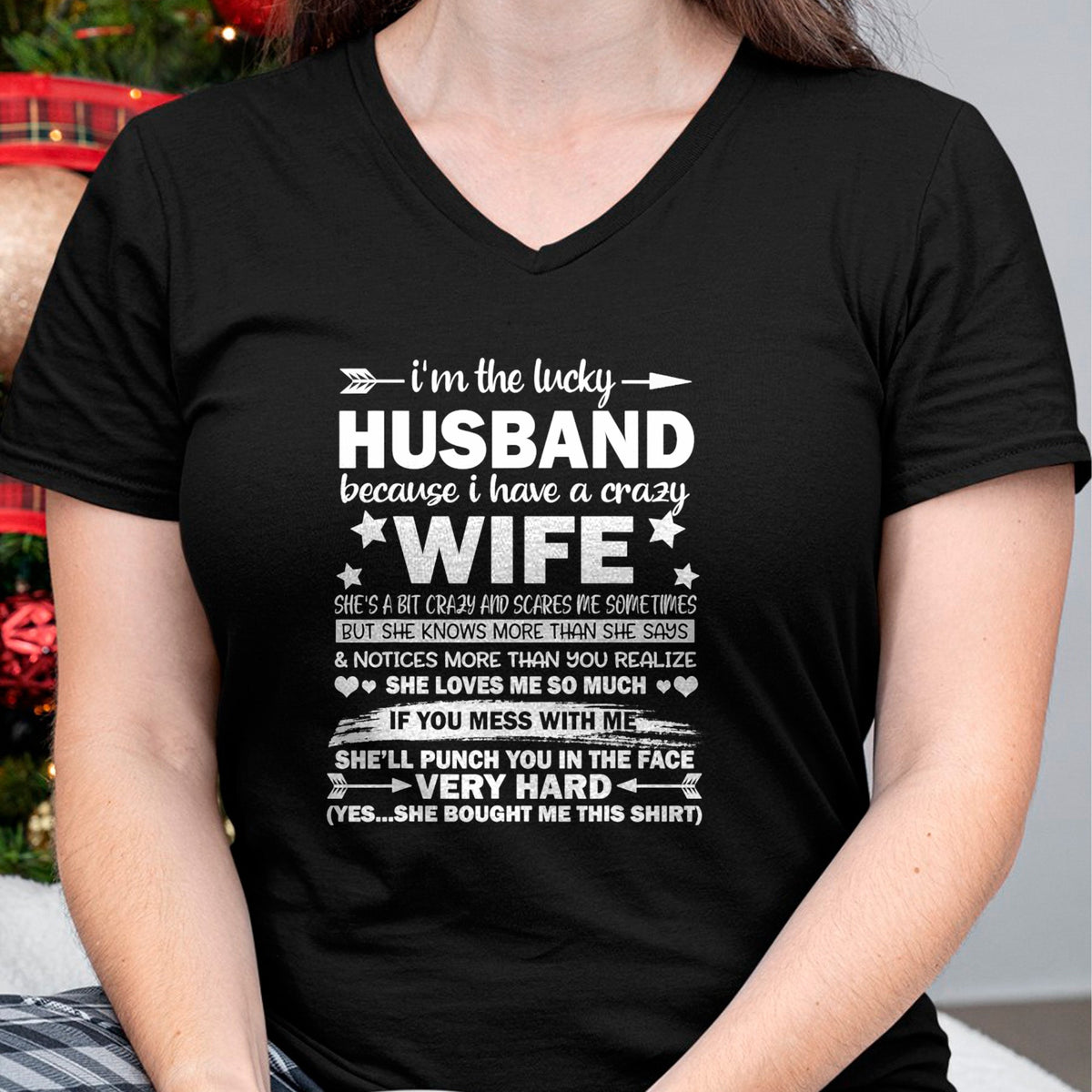 Best Wife Shirt, Wife and Husband Unisex T-Shirt/Hoodie/Sweatshirt HLT00 - Gift for wife T shirt, lucky wife   I Am A Lucky Husband I Have A Crazy Wife Christmas Bday Gift T-S