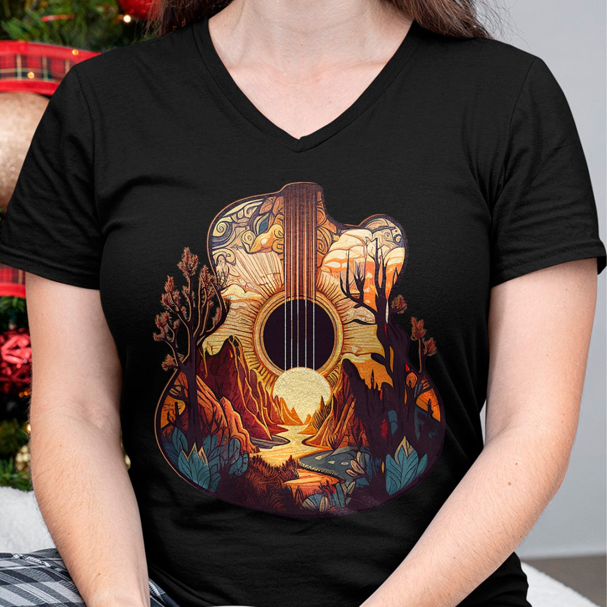 Guitar Lover Shirt, Funny Guitar UnisexT-Shirt/Hoodie/Sweatshirt HLT00 - Guitar Landscape Music Lover- Acoustic Guitar Player Graphic T-Shirt