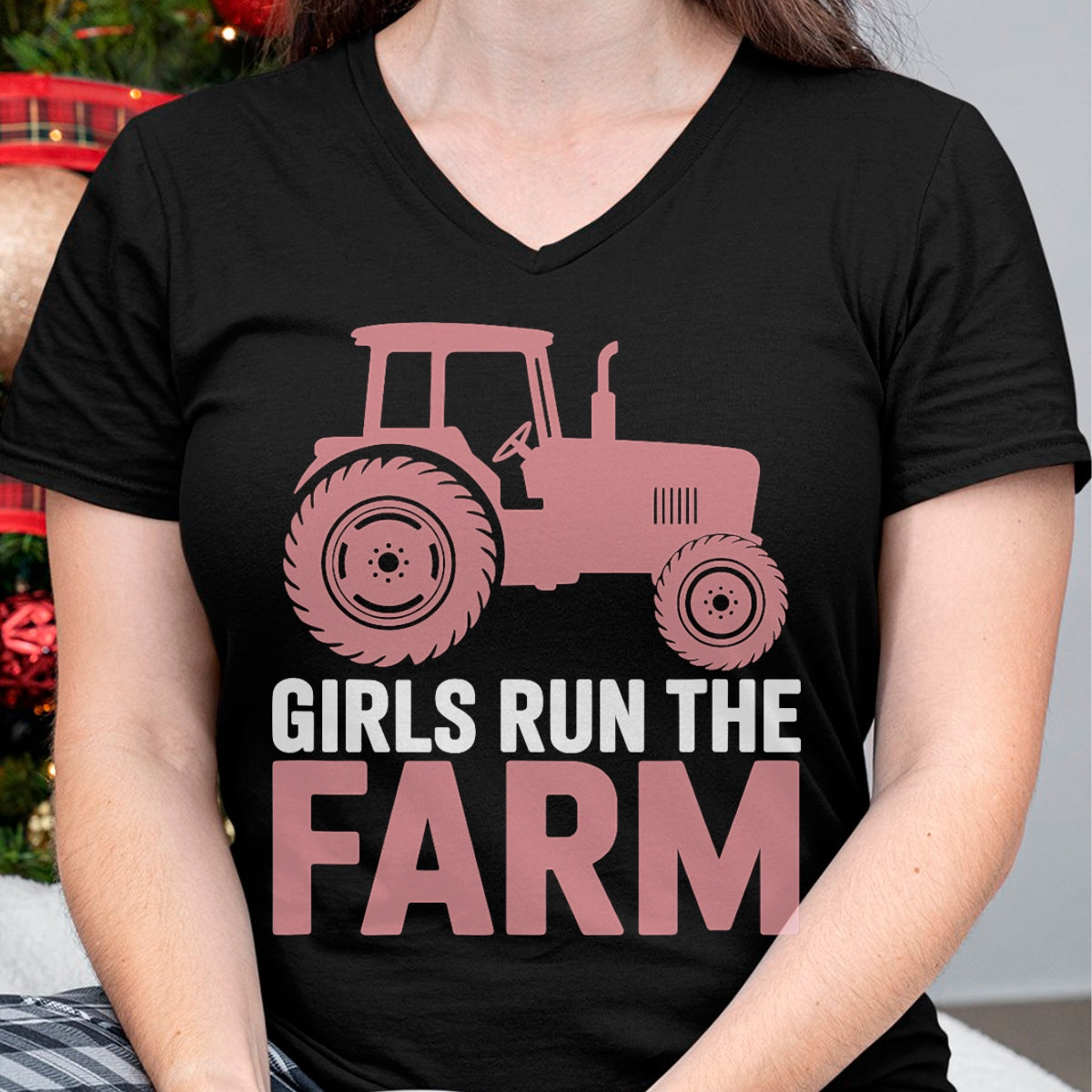 Best Farmer Life Shirt, Funny Farmer UnisexT-Shirt/Hoodie/Sweatshirt HLT00 - Girls Run The Farm Pink Farm Tractor Girl Women T-Shirt