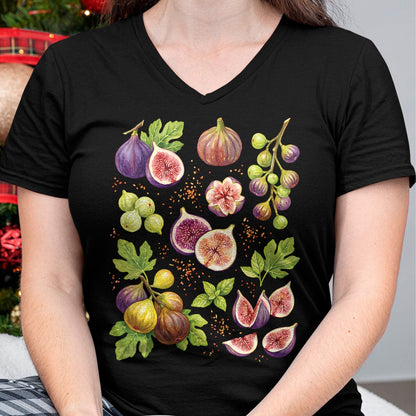 Best Farmer Life Shirt, Funny Farmer UnisexT-Shirt/Hoodie/Sweatshirt HLT00 - Women's Fresh Fig Farmer Market Vintage Y2K Summer Fruit Garden V-Neck T-Shirt