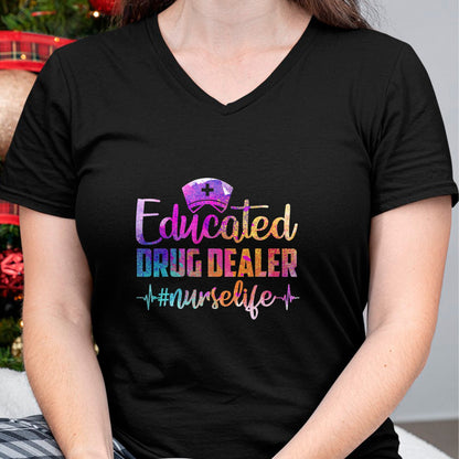 Funny Nurse Shirt, Nurse Unisex T-Shirt/Hoodie/Sweatshirt HLT00 - Educated Drug Dealer Nurse Life Funny Nurse Heart Beat T-Shirt (1)