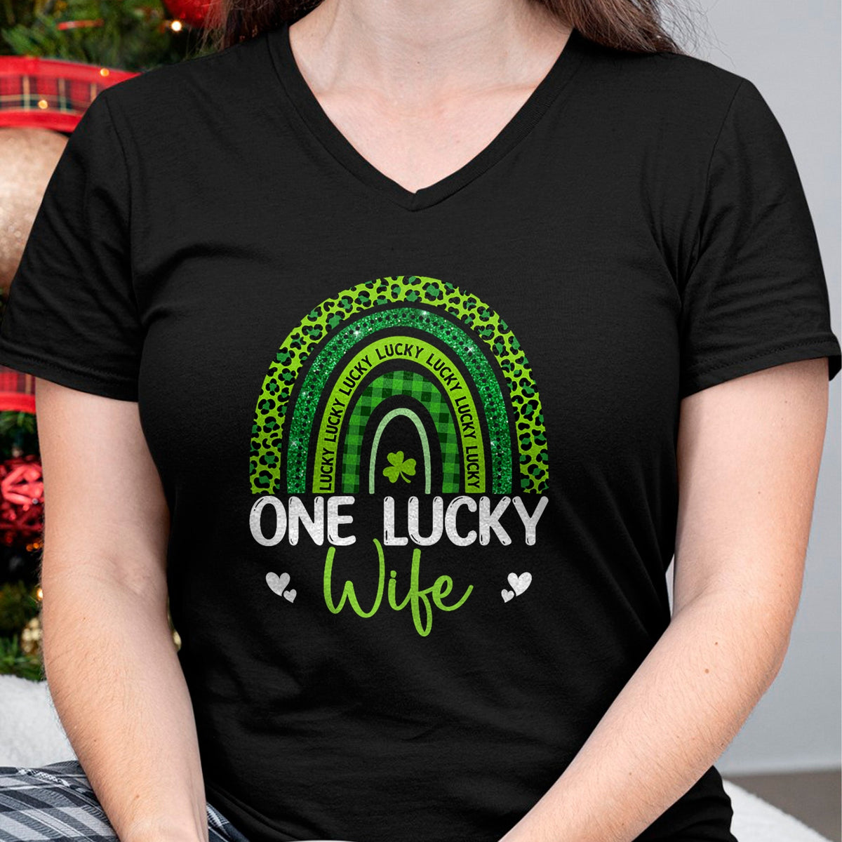 Best Wife Shirt, Wife and Husband Unisex T-Shirt/Hoodie/Sweatshirt HLT00 - Gift for wife T shirt, lucky wife   Womens One Lucky Wife Rainbow Leopard Saint Patrick's Day Tank T