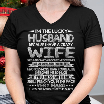 Best Husband Shirt, Wife and Husband Unisex T-Shirt/Hoodie/Sweatshirt HLT00 - Mens I Am A Lucky Husband I Have A Crazy Wife Valentine Day Gift T-Shirt