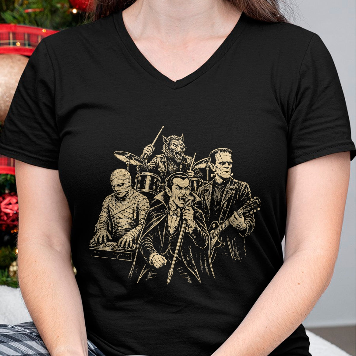 Guitar Lover Shirt, Funny Guitar UnisexT-Shirt/Hoodie/Sweatshirt HLT00 - Dracula Guitar Vampire Mummy Werewolf T-Shirt