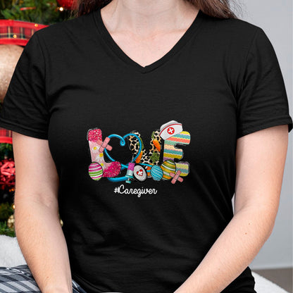 Funny Nurse Shirt, Nurse Unisex T-Shirt/Hoodie/Sweatshirt HLT00 - LOVE Stethoscope Scrub Caregiver Nurse Life Easter Day T-Shirt