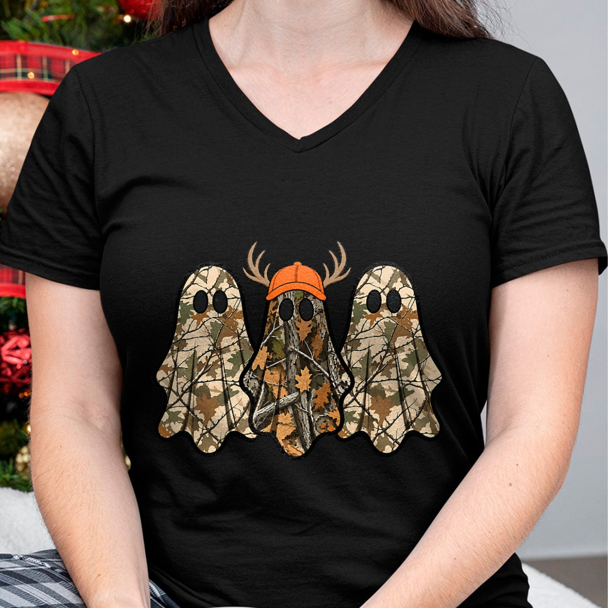 Funny Hunting Shirt, Gift For Hunting Lover Unisex T-Shirt/Hoodie/Sweatshirt HLT00 - Camo Boo Ghost Deer Hunting Season Halloween Men Women Boys T-Shirt