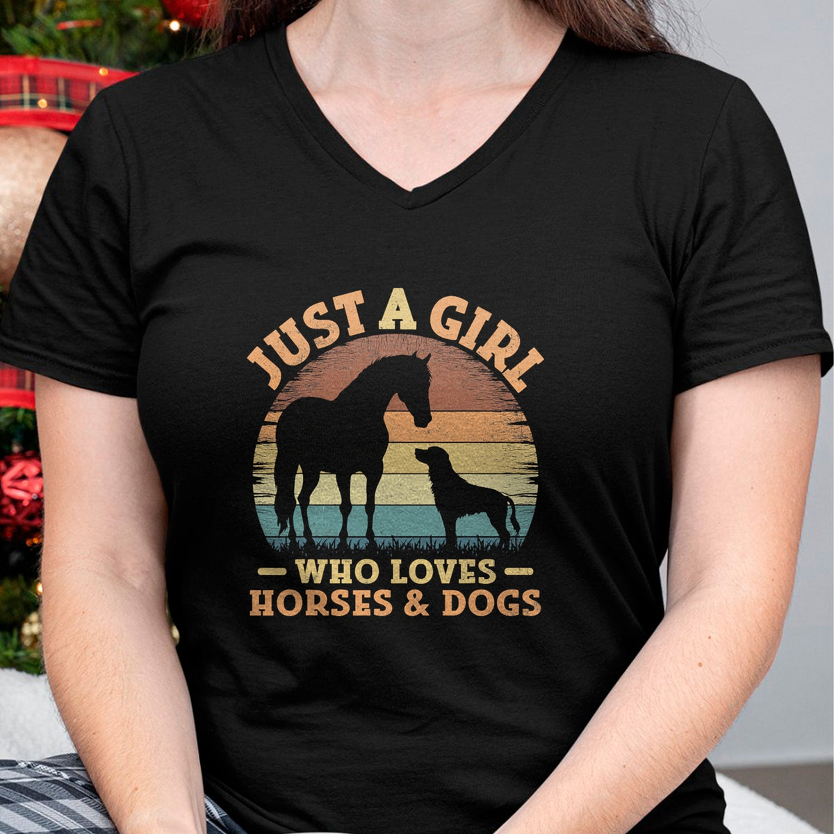 Dog Love Shirt, Dog Lover Gift T-Shirt/Hoodie/Sweatshirt HLT00 - Just A Girl Who Loves Horses and Dogs Women Girls T-Shirt