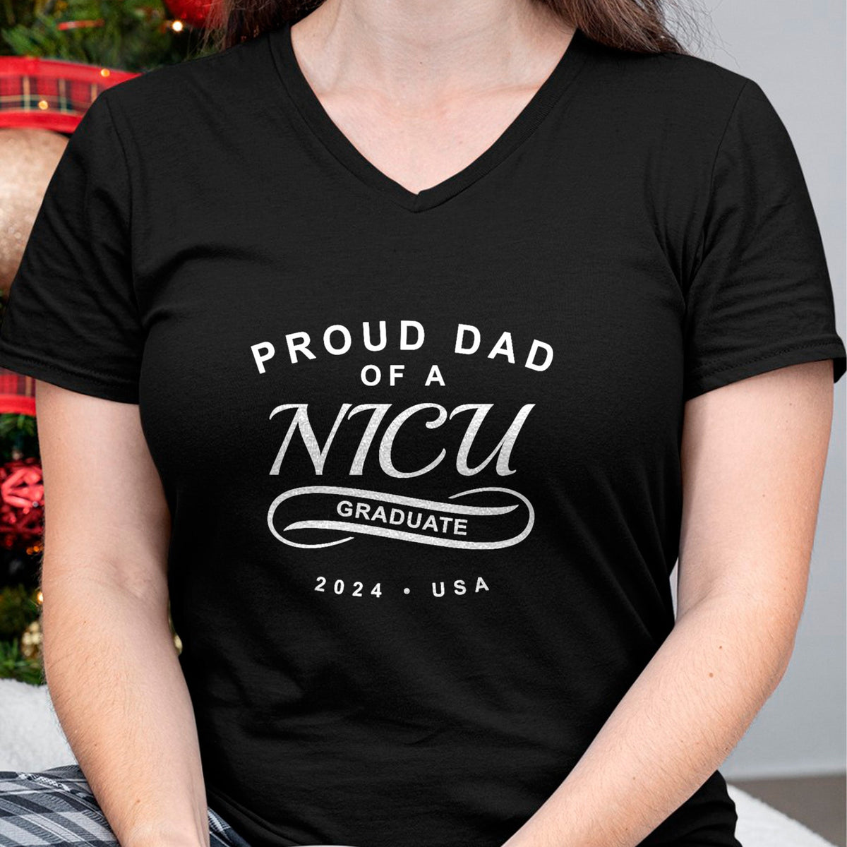 Gift for Dad Shirt, Funny Dad Unisex T-Shirt/Hoodie/Sweatshirt HLT00 – Proud Dad of a NICU Graduate 2024 - Baby Graduation T-Shirt