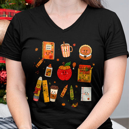 Best Teacher Shirt, Funny Teacher UnisexT-Shirt/Hoodie/Sweatshirt HLT00 - Teacher Doodle Characters Thanksgiving Cute School Supplies T-Shirt