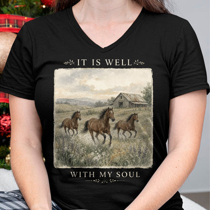 Best Horse Lover Shirt , Funny Horse UnisexT-Shirt/Hoodie/Sweatshirt HLT00 - It is Well with My Soul Horse Watercolor Christian Long Sleeve T-Shirt