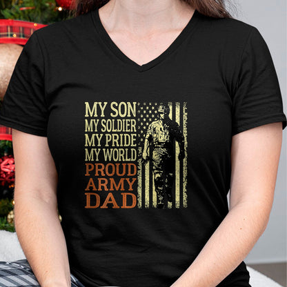Gift for Dad Shirt, Funny Dad Unisex T-Shirt/Hoodie/Sweatshirt HLT00 – Mens My Son Is A Soldier Hero Proud Army Dad US Military Father T-Shirt