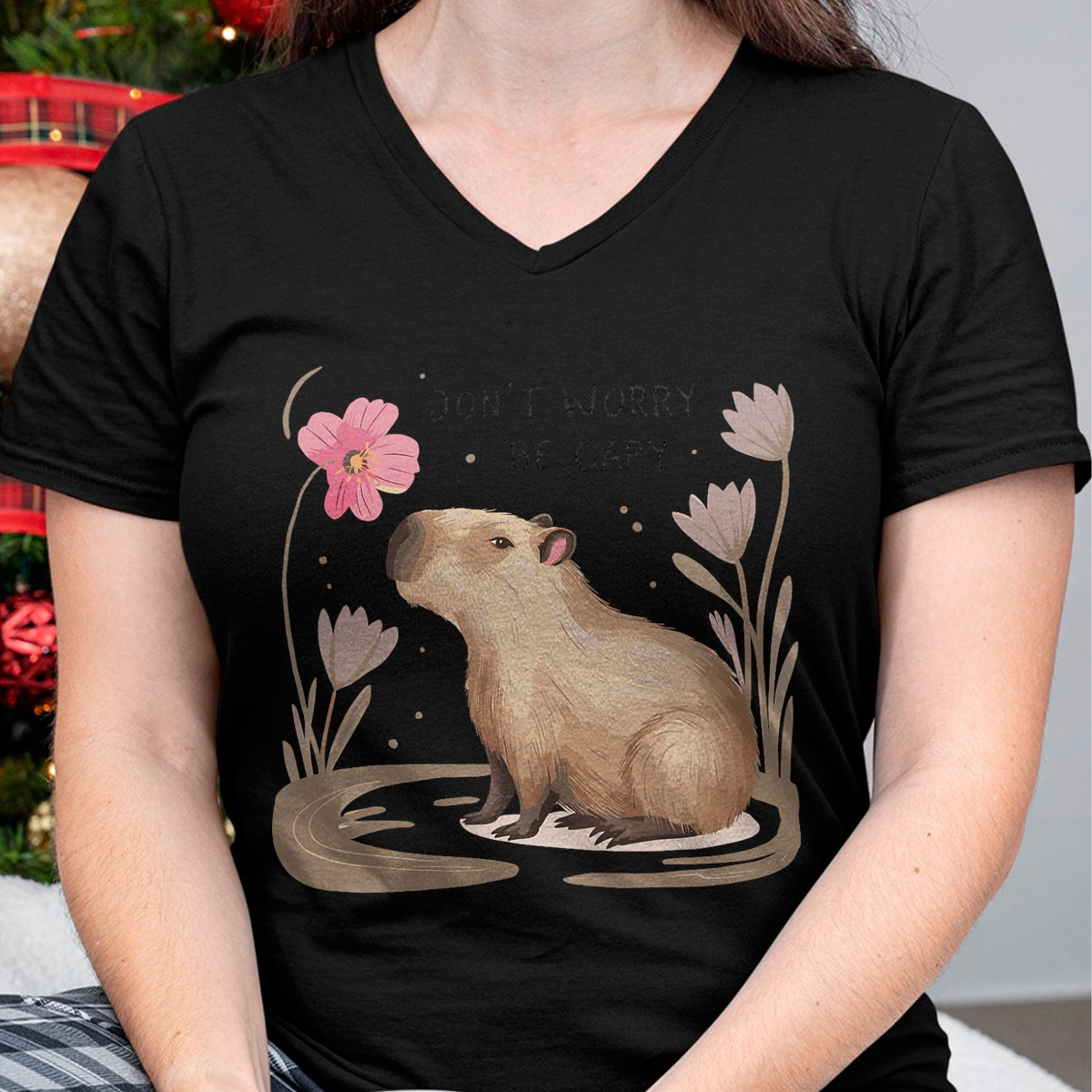 Cute Capybara Shirt, Funny Capybara Unisex T-Shirt/Hoodie/Sweatshirt HLT00 - Cute Dont Worry Be Capy Capybara Girls Boys Kids Youth Women T-Shirt