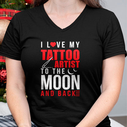 Best Wife Shirt, Wife and Husband Unisex T-Shirt/Hoodie/Sweatshirt HLT00 - I Love My Tattoo Artist To Moon & Back Husband Wife T-Shirt