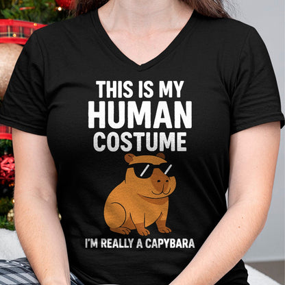 Cute Capybara Shirt, Funny Capybara Unisex T-Shirt/Hoodie/Sweatshirt HLT00 - This is My Human Costume I Am Really A Capybara T-Shirt