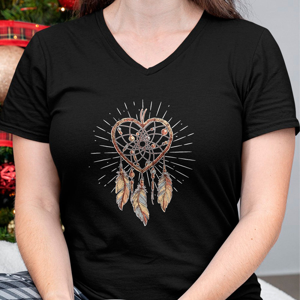 Native American T-Shirts, Vintage Native American Unisex T-Shirt/Hoodie/Sweatshirt HLT00 - Boho Native American Gift Heart Dreamcatcher