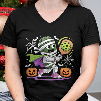 Funny Pickleball Shirt, Pickleball Lover Unisex T-Shirt/Hoodie/Sweatshirt HLT00 - Funny Halloween Pickleball Mummy Costume Design T-Shirt