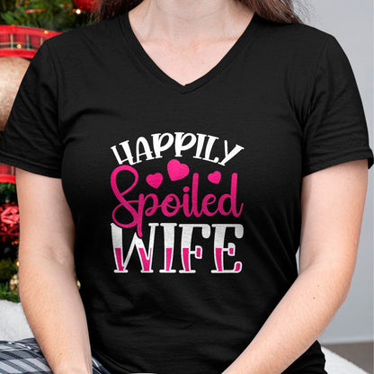 Best Wife Shirt, Wife and Husband Unisex T-Shirt/Hoodie/Sweatshirt HLT00 - Gift for wife T shirt, spoiled wife   Funny Wife Happily Spoiled Wife Premium T-Shirt