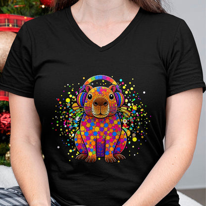 Cute Capybara Shirt, Funny Capybara Unisex T-Shirt/Hoodie/Sweatshirt HLT00 - Funny Capybara Dots Art Animal Lovers Students Boys Girls T-Shirt (2)