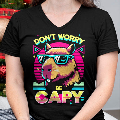 Cute Capybara Shirt, Funny Capybara Unisex T-Shirt/Hoodie/Sweatshirt HLT00 - Cool Capybara Retro Long Sleeve T-Shirt