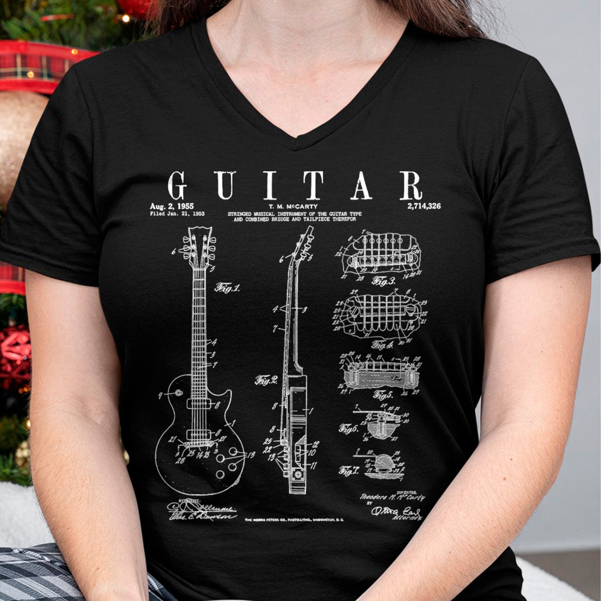 Guitar Lover Shirt, Funny Guitar UnisexT-Shirt/Hoodie/Sweatshirt HLT00 - Electric Guitar Vintage Patent Guitarist Drawing Print T-Shirt