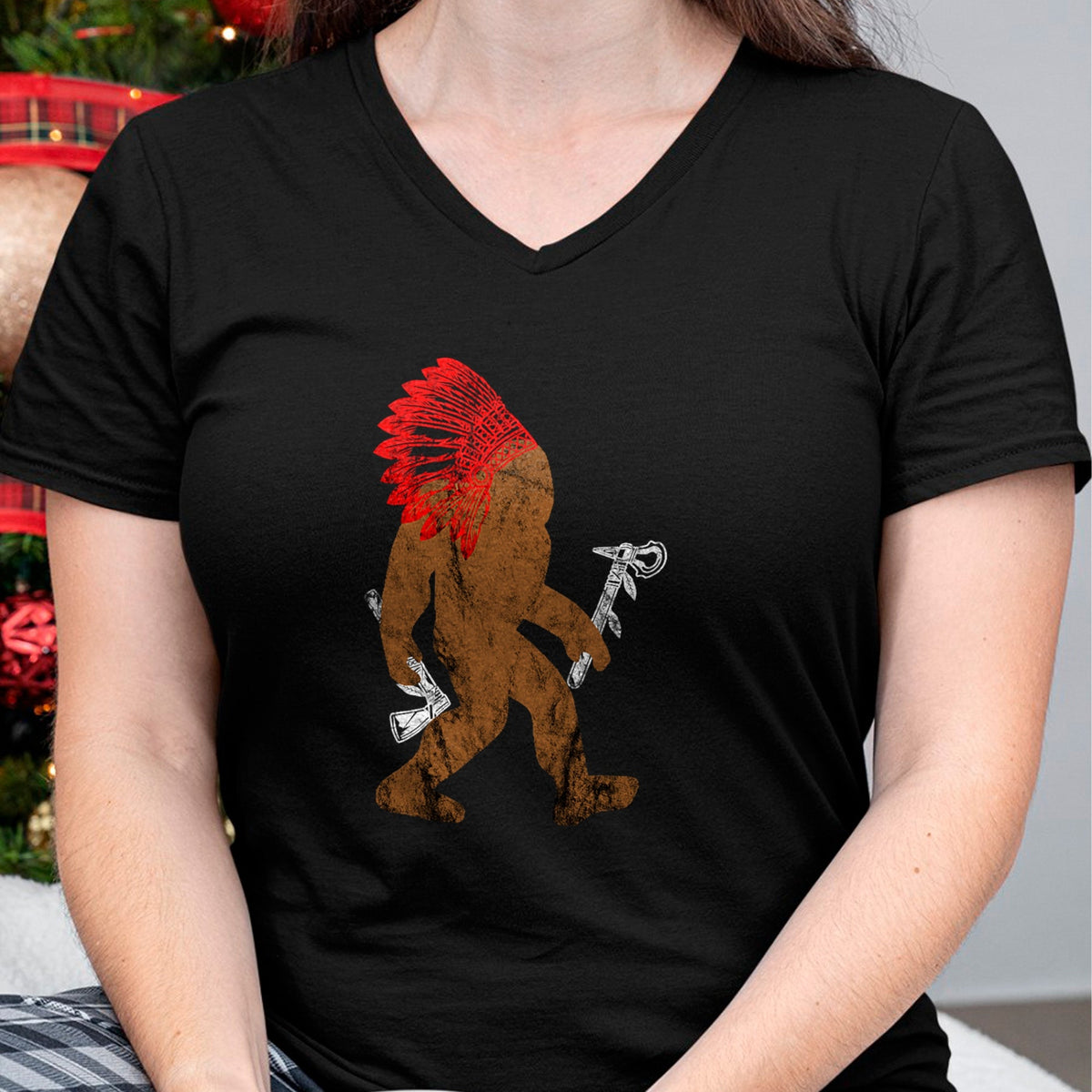 Native American T-Shirts, Vintage Native American Unisex T-Shirt/Hoodie/Sweatshirt HLT00 - Indian Bigfoot Chief Sasquatch Western Carnival Costume
