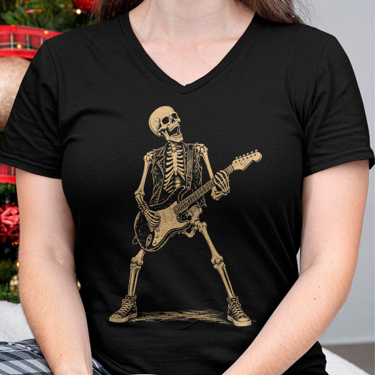 Guitar Lover Shirt, Funny Guitar UnisexT-Shirt/Hoodie/Sweatshirt HLT00 - Skeleton Playing Guitar Rock and Roll Music Men Women Kids T-Shirt