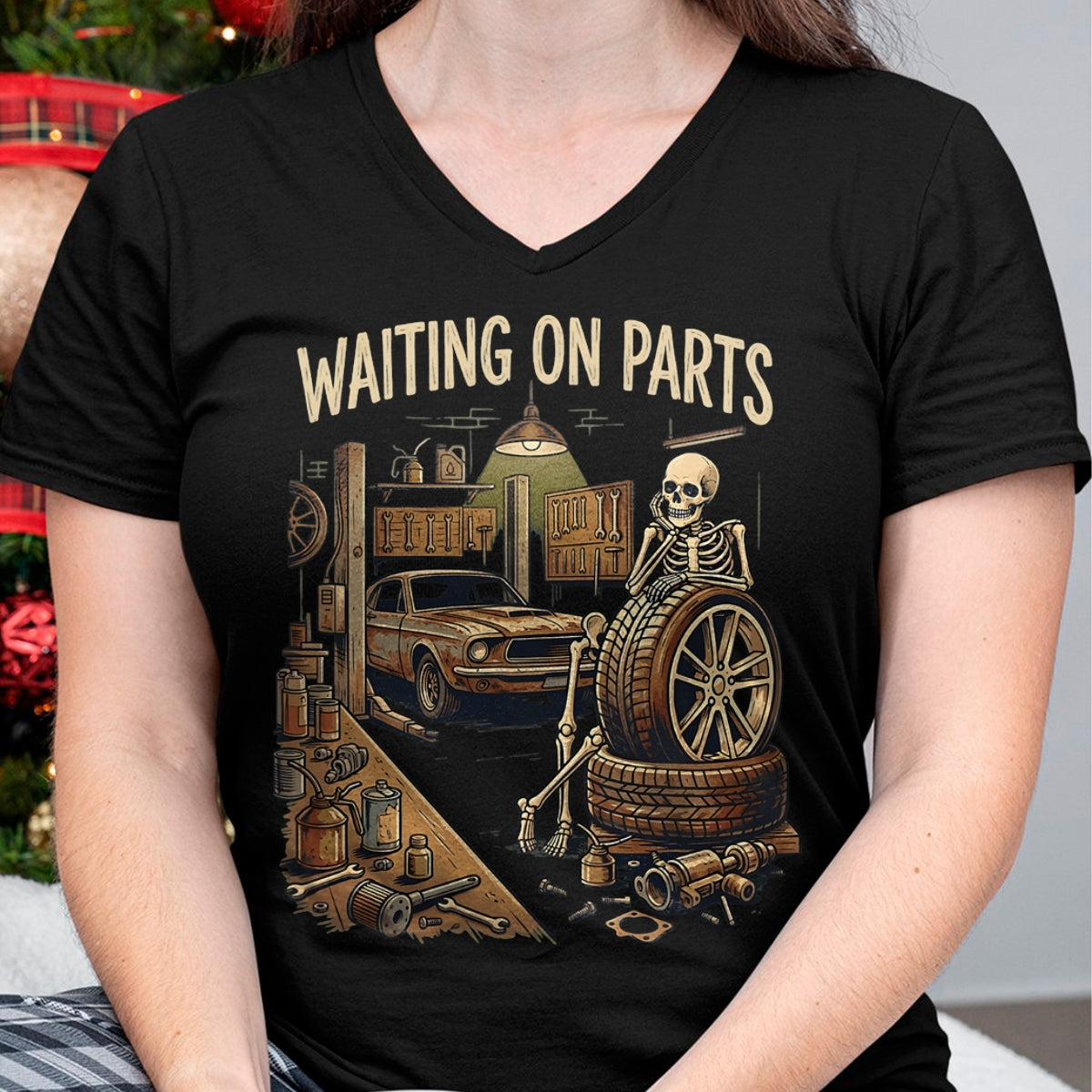 Best Mechanic Life Shirt, Funny Mechanic UnisexT-Shirt/Hoodie/Sweatshirt HLT00 - Waiting On Parts Funny Skeleton Auto Mechanic Car Garage T-Shirt