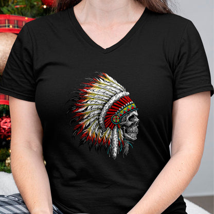 Native American T-Shirts, Vintage Native American Unisex T-Shirt/Hoodie/Sweatshirt HLT00 - Native American Indian Chief Skull Motorcycle Headdress