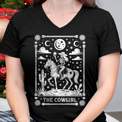 Best Horse Lover Shirt , Funny Horse UnisexT-Shirt/Hoodie/Sweatshirt HLT00 - Skeleton Cowgirl Riding Horse Tarot Card Gothic Halloween T-Shirt