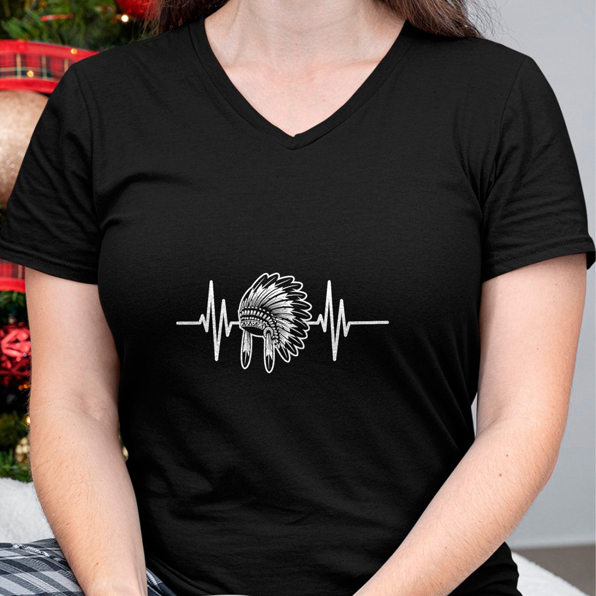 Native American T-Shirts, Vintage Native American Unisex T-Shirt/Hoodie/Sweatshirt HLT00 - Native Indian Headdress Heartbeat Indigenous Native American