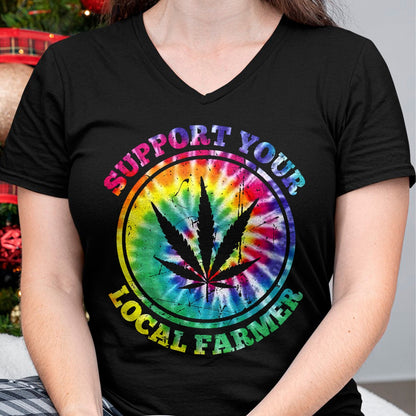 Best Farmer Life Shirt, Funny Farmer UnisexT-Shirt/Hoodie/Sweatshirt HLT00 - Retro Marijuana Support Your Local Farmer Cannabis Tie Dye Long Sleeve T-Shirt