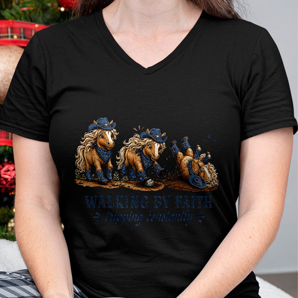 Best Horse Lover Shirt , Funny Horse UnisexT-Shirt/Hoodie/Sweatshirt HLT00 - Walking By Faith Tripping Constantly Western Horse Christian T-Shirt