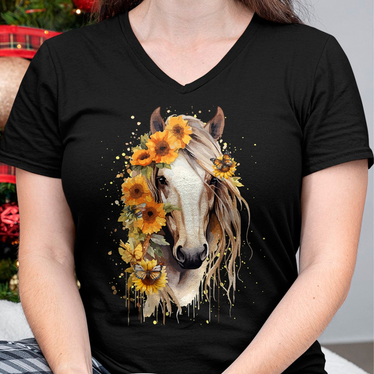 Best Horse Lover Shirt , Funny Horse UnisexT-Shirt/Hoodie/Sweatshirt HLT00 - Sunflower Horse Portrait CowGirl Equestrian Horseback Riding T-Shirt