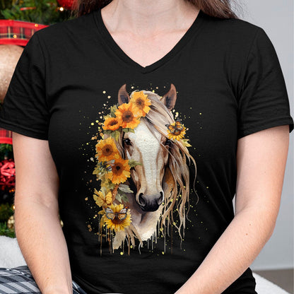 Best Horse Lover Shirt , Funny Horse UnisexT-Shirt/Hoodie/Sweatshirt HLT00 - Sunflower Horse Portrait CowGirl Equestrian Horseback Riding T-Shirt
