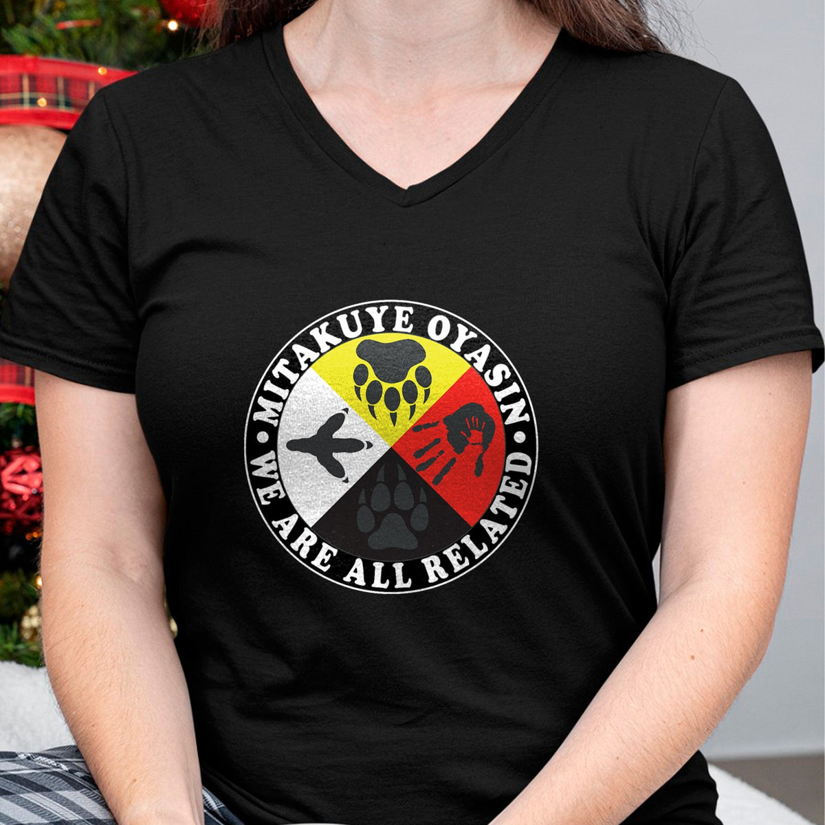 Native American T-Shirts, Vintage Native American Unisex T-Shirt/Hoodie/Sweatshirt HLT00 - Native American Medicine Wheel Mitakuye Oyasin