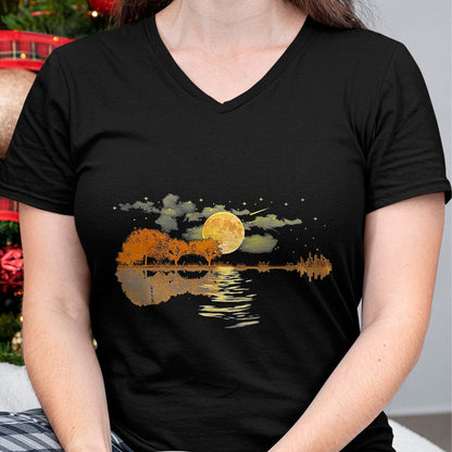 Guitar Lover Shirt, Funny Guitar UnisexT-Shirt/Hoodie/Sweatshirt HLT00 - Guitar Lake Reflections Love Musician Acoustic Guitar T-Shirt, Men, Dark Heather Grey, Large
