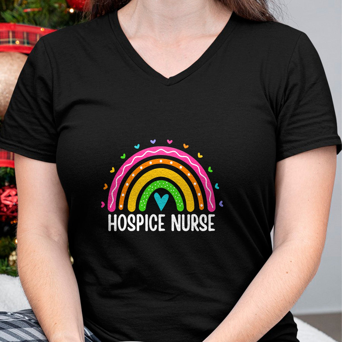 Funny Nurse Shirt, Nurse Unisex T-Shirt/Hoodie/Sweatshirt HLT00 - Hospice Care Nursing Rainbow RN Registered Hospice Nurse T-Shirt
