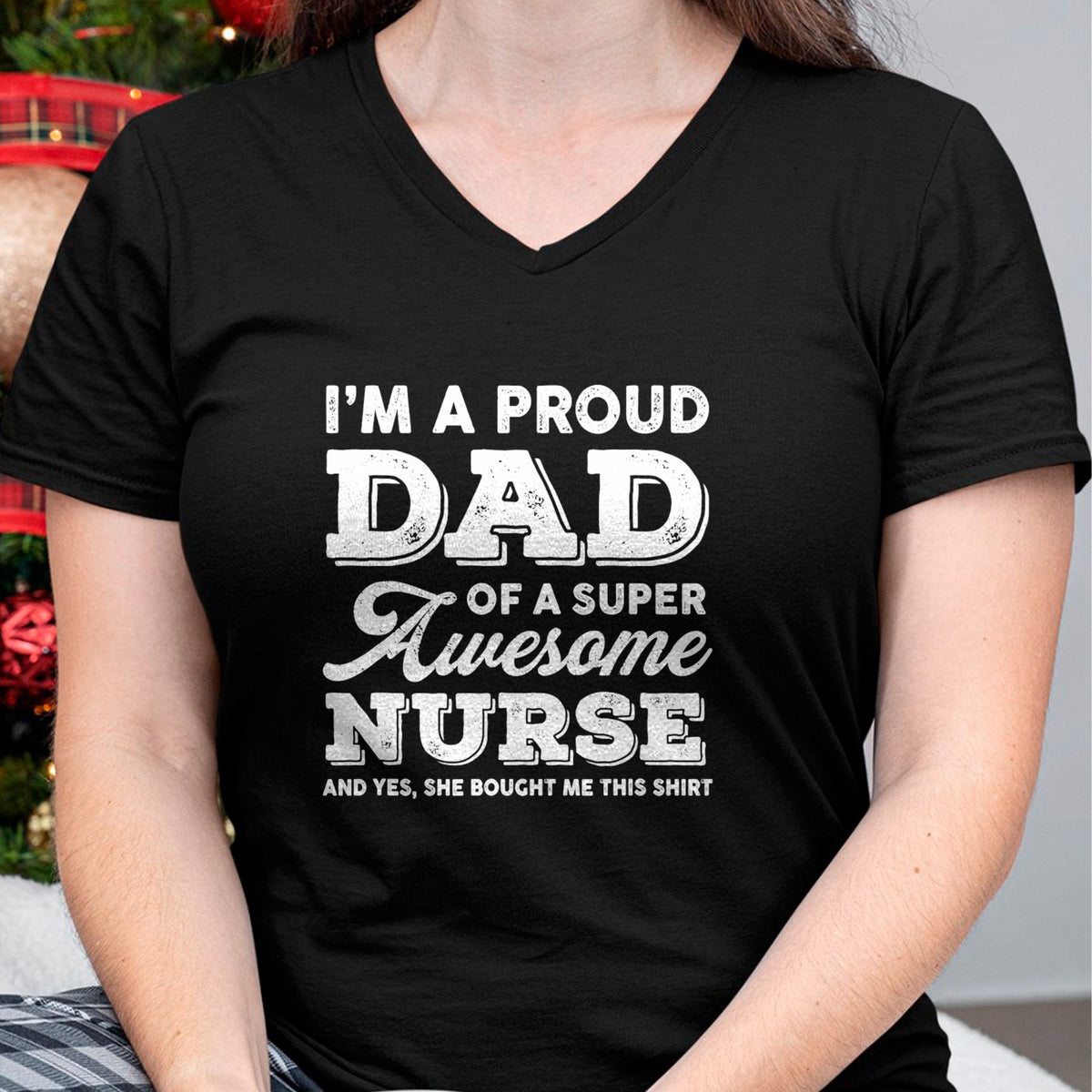 Gift for Dad Shirt, Funny Dad Unisex T-Shirt/Hoodie/Sweatshirt HLT00 – Mens Funny Proud-Dad Super-Awesome Nurse-Daughter Father_s Day T-Shirt