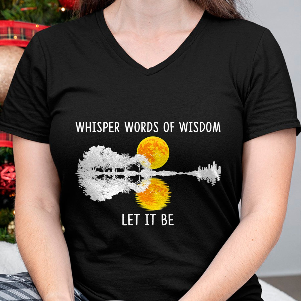 Guitar Lover Shirt, Funny Guitar UnisexT-Shirt/Hoodie/Sweatshirt HLT00 - Whisper Words of Wisdom Let It-Be Tshirt Guitar Lake Shadow T-Shirt