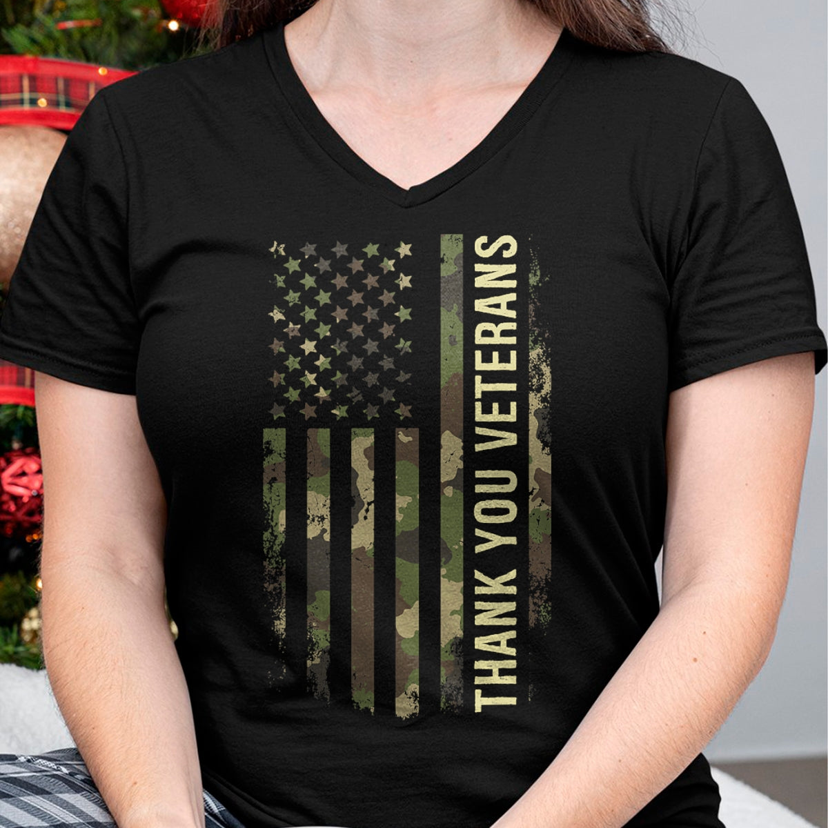 Proud Veteran Shirt, Funny Veteran UnisexT-Shirt/Hoodie/Sweatshirt HLT00 - Thank You Veterans Camouflage American Flag T-Shirt
