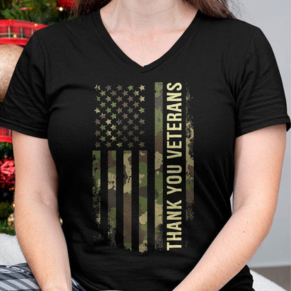 Proud Veteran Shirt, Funny Veteran UnisexT-Shirt/Hoodie/Sweatshirt HLT00 - Thank You Veterans Camouflage American Flag T-Shirt